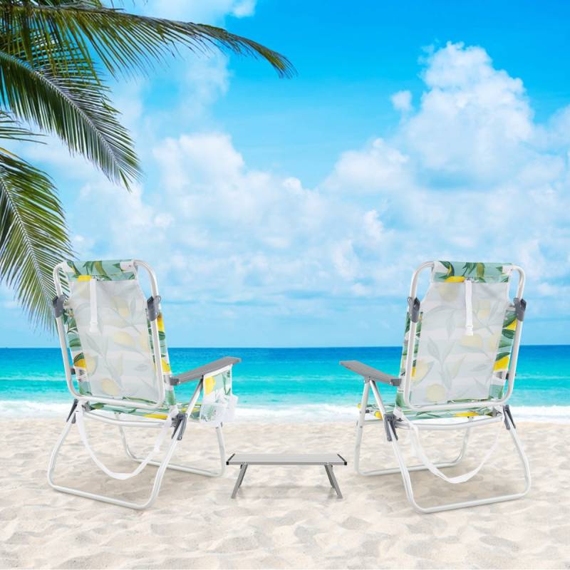 Strandstühle mit Tisch Klappbare Campingstühle mit Verstellbarer Rückenlehne Klappstühle Grün von Costway