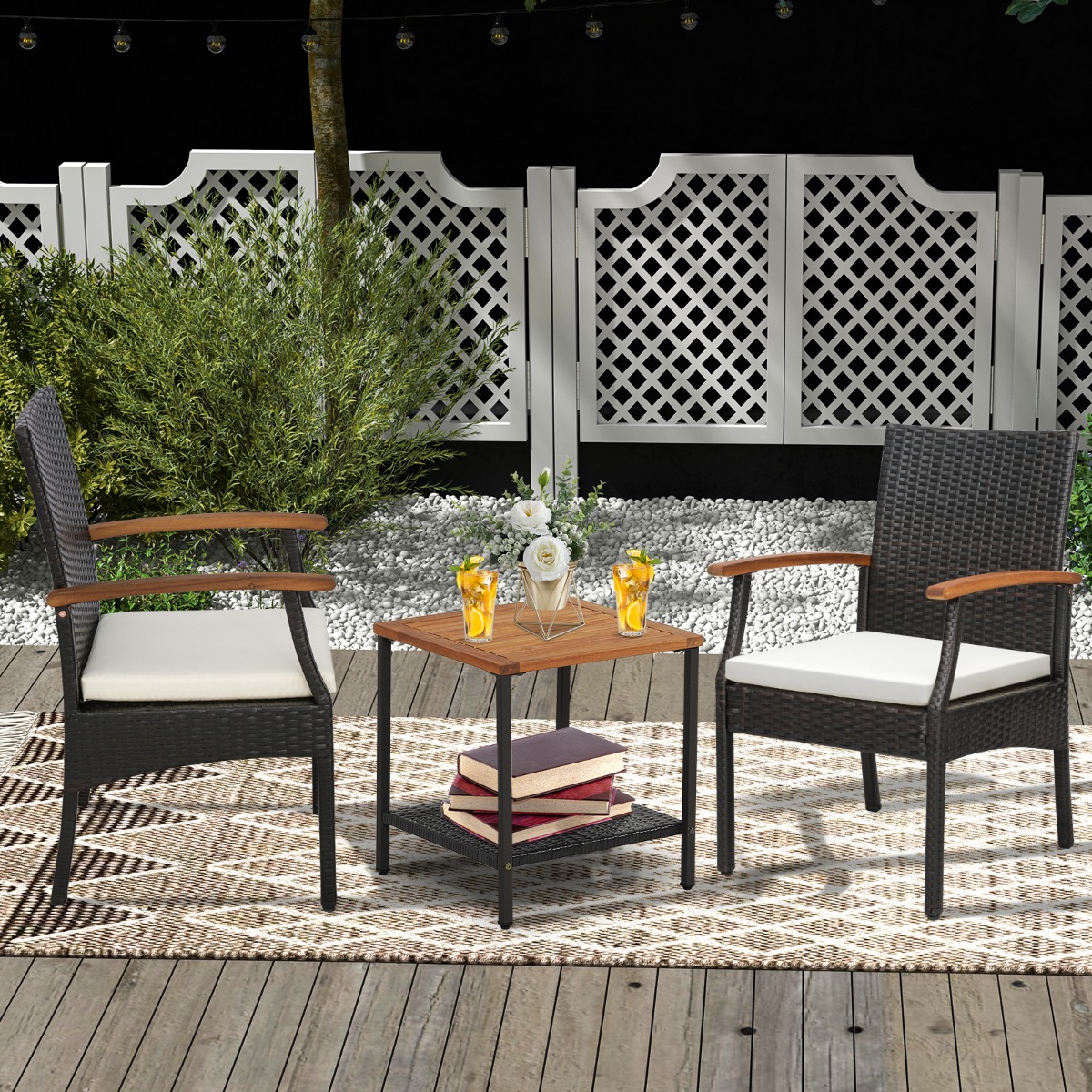 Terrassen-Korbstühle im 2er-Set aus PE-Rattan mit weichem Kissen + Reißverschluss Terrassen-Korbstühle im 2er-Set aus PE-Rattan mit weichem Kissen + Reißverschluss von Costway