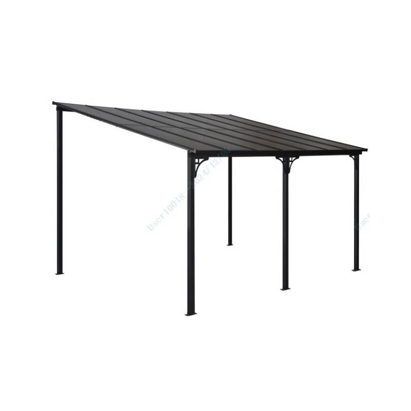Terrassenüberdachung 3 x 4 m Pergola mit schrägen Polycarbonat-Dach freistehendes Terrassendach zur Wandmontage Pavillon für Terrasse von Costway