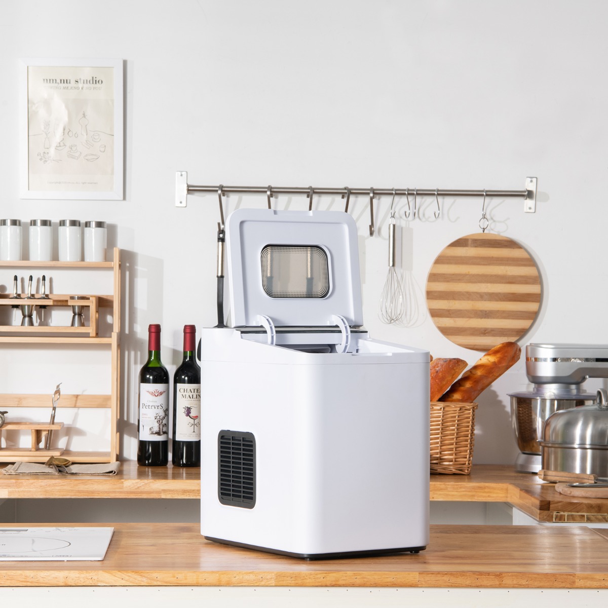 Theken-Eismaschine Eiswürfelmaschine mit Wärmeisolierung 22,5 x 32 x 32,5 cm Weiß von Costway