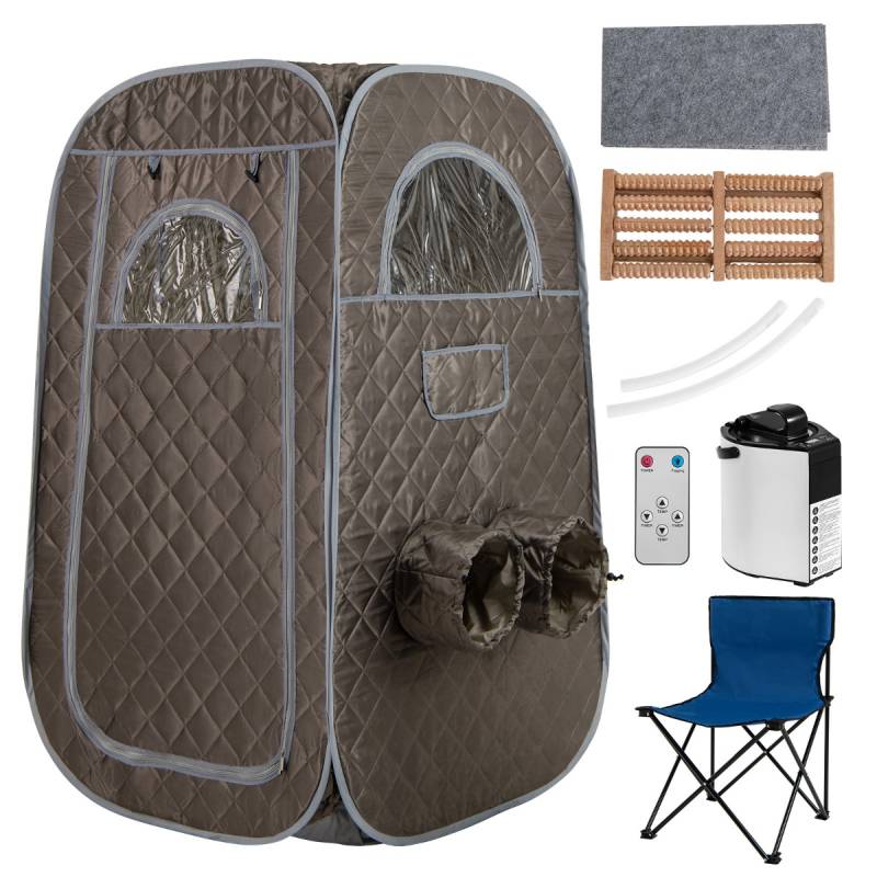 Tragbare Dampfsauna Heimsauna für 1-2 Personen mit 3 Liter Dampfgenerator 89 x 89 x 149 cm Grau von Costway