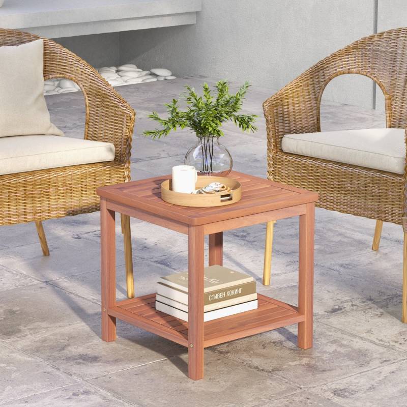 Tragbarer Rechteckiger Beistelltisch mit Lamellen-Tischplatte Holzbeistelltisch 45 x 45 x 45 cm von Costway