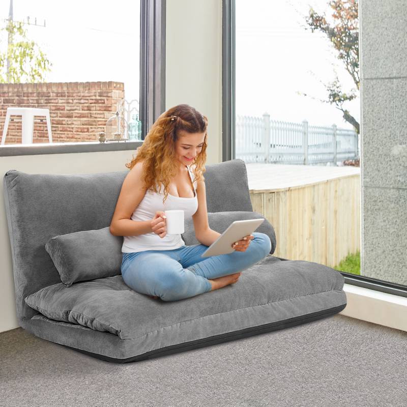 Verstellbares Bodensofa Multifunktionales 6-stufig einstellbar 178 x 98 x 18 cm Grau von Costway