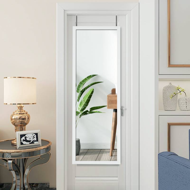 Wandspiegel Ganzkörperspiegel mit höhenverstellbaren Hängehaken 37 x 2 x 120 cm Weiß von Costway
