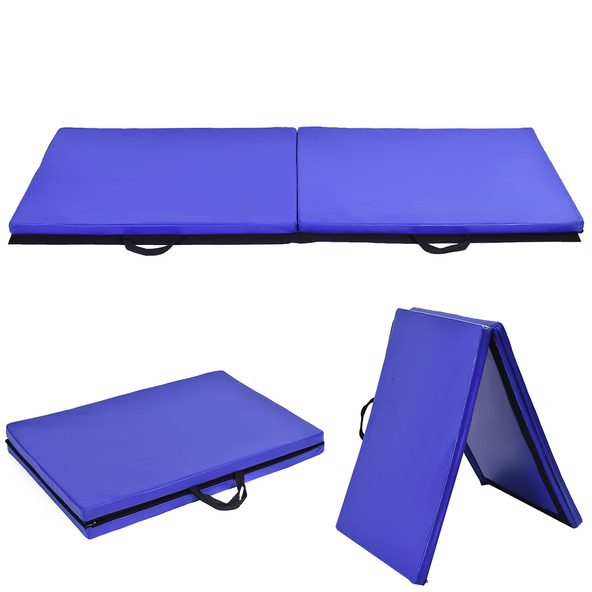 Weichbodenmatte Gymnastikmatte Yogamatte Klappmatte Turnmatte 180x60x4cm -blau von Costway