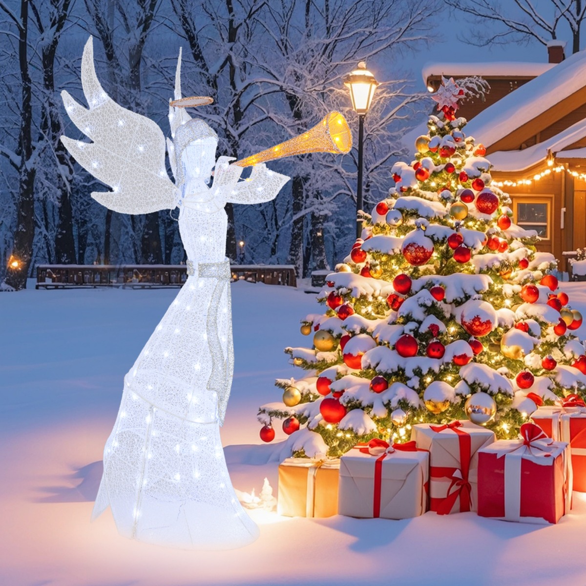 Weihnachtsengel beleuchtet groß Weihnachtsdeko mit 100 LED-Lichtern Weihnachtsengel beleuchtet groß Weihnachtsdeko mit 100 LED-Lichtern von Costway