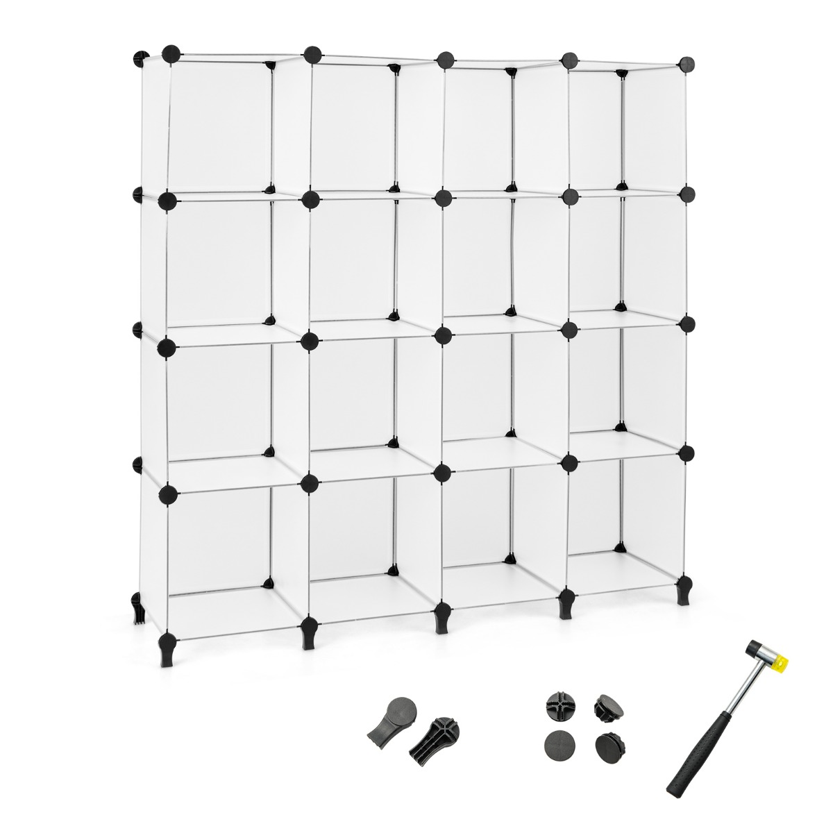 Würfelregal mit 16 Fächern Modulares Aufbewahrungsregal 125 x 31 x 129 cm Halbtransparent von Costway