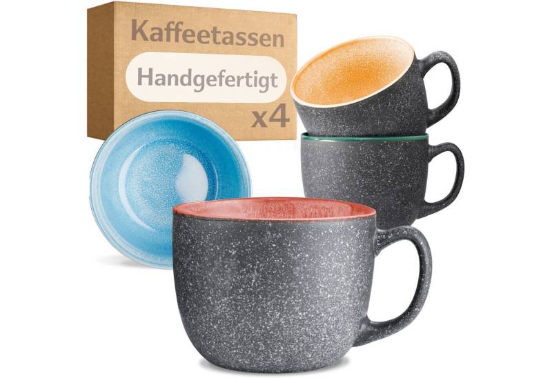 Cosumy Cappuccinotasse Kaffeetassen 4er Set aus Keramik - 350ml – ????????????????????????, Keramik, Warm von Cosumy