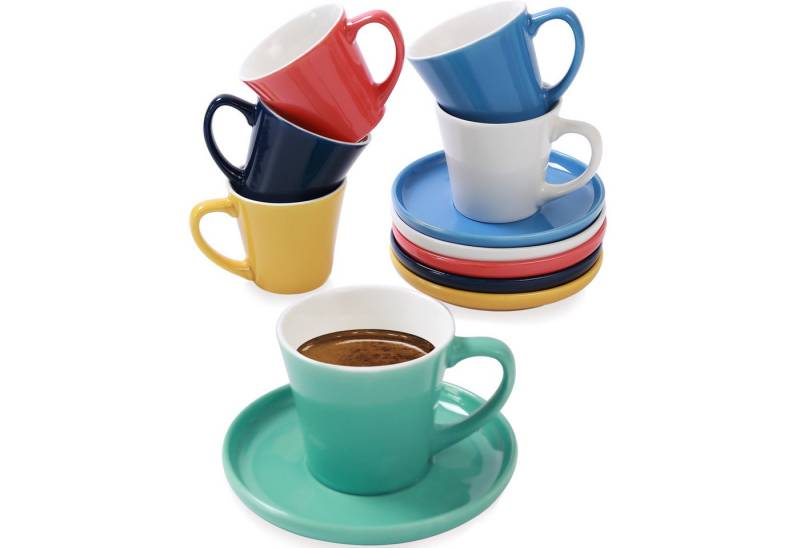 Cosumy Espressotasse 6 Espressotassen Set Farbig, Keramik, 70ml von Cosumy