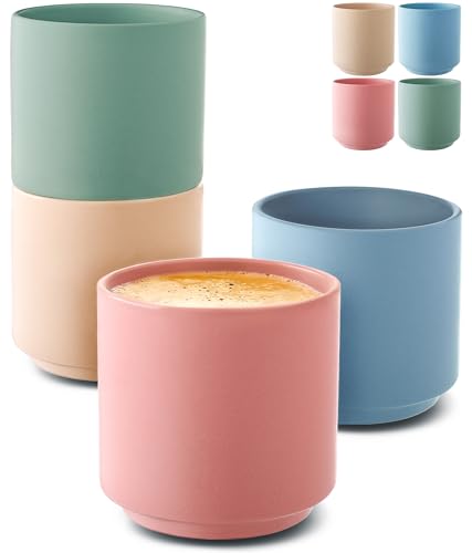 Cosumy Espressotassen Set Bunt - 8er Set Pastellfarben aus Keramik - Minimalistisch & Stapelbares Design - Hitzebeständig - Dickwandig - Spülmaschinenfest - 80 ml von Cosumy