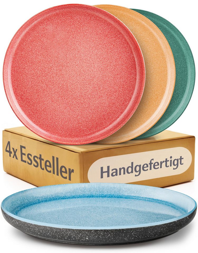 Cosumy Geschirr-Set Steingut Geschirr Set 4 Personen – Handgefertigtes Tafelservice (4-tlg), 4 Personen, Steingut, Handglasiert- Mikrowellenfest - Spülmaschinenfest – Design Geschirr von Cosumy