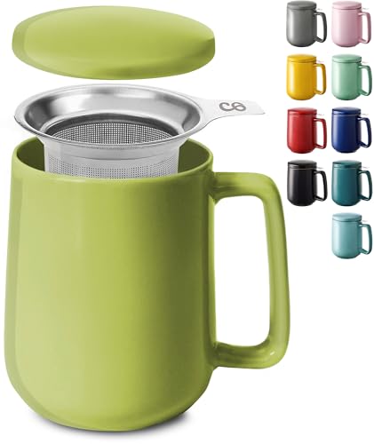 Cosumy Teetasse mit Sieb und Deckel - Keramik Matcha Grün - Hält Lange warm - 500ml XXL Groß - Spülmaschinenfest Cosumy Teetasse mit Sieb und Deckel - Keramik Matcha Grün - Hält Lange warm - 500ml XXL Groß - Spülmaschinenfest von Cosumy