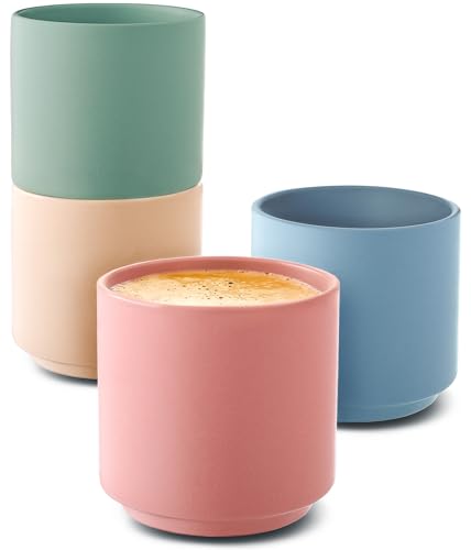 Cosumy Espressotassen Set Bunt - 4er Set Pastellfarben aus Keramik - Minimalistisch & Stapelbares Design - Hitzebeständig - Dickwandig - Spülmaschinenfest - 80 ml von Cosumy