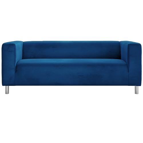 Cosy Burrows Klippan 2-Sitzer-Sofabezug aus Plüsch-Samtstoff, Ersatz-Sofabezug, maßgefertigt, für IKEA KLIPPAN Zweisitzer-Sofa, 180 cm (Preußischblau) von Cosy Burrows