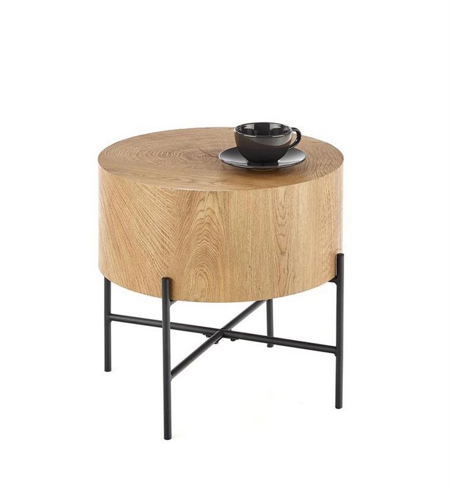 Cosy Home Ideas Beistelltisch Beistelltisch rund Holzplatte Holzblock braun Metallgestell schwarz (1 Stück, 1 Tisch), Breite 45 cm von Cosy Home Ideas