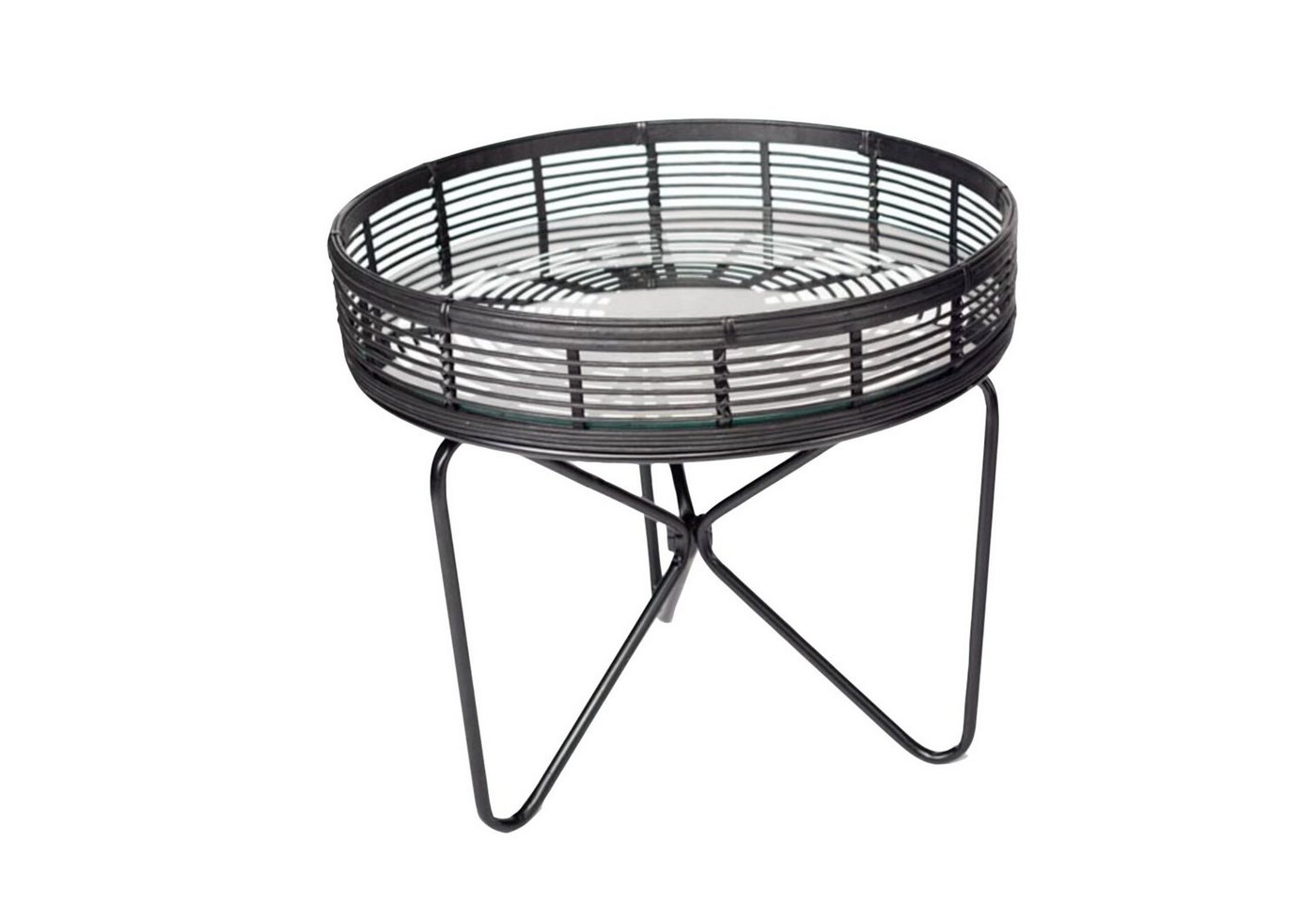 Cosy Home Ideas Beistelltisch Beistelltisch rund Rattan schwarz Metall (1 Stück), aus Rattan Geflecht von Cosy Home Ideas