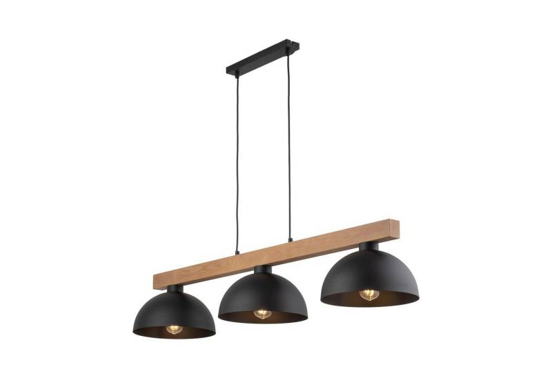 Cosy Home Ideas Hängeleuchte Hängeleuchte 3 fach Lampenschirme Metall schwarz Holz Esszimmerlampe, ohne Leuchtmittel, Hängelampe für Esszimmer von Cosy Home Ideas