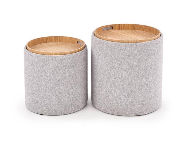 Cosy Home Ideas Sitzhocker 2er Set Hocker grau Deckel abnehmbar Tablett groß klein Stauraum innen (Set, 2 St., 2 Hocker (L & S) im Set), mit Stauraum innen, als Beistelltisch oder Hocker nutzbar von Cosy Home Ideas