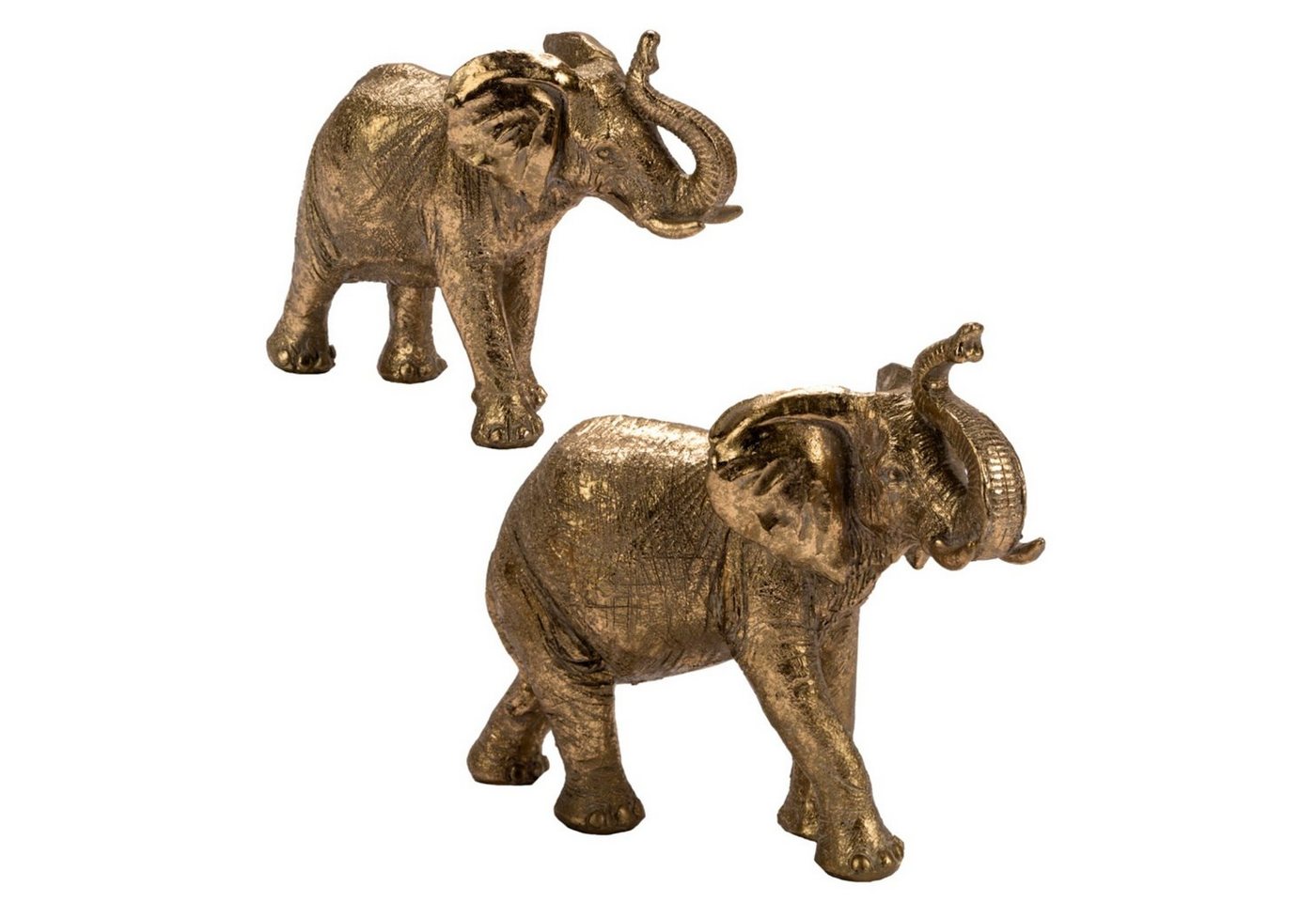 Cosy Home Ideas Tierfigur Dekofiguren 2er Set Elefanten gold glitzernd Resin (Set, 2-er Set), Figuren aus Resin, gold farbig von Cosy Home Ideas