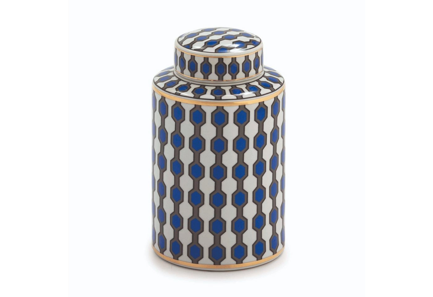 Cosy Home Ideas Tischvase Deckelvase Keramik geometrisch gemustert Ingwertopf (1 Stück, bestehend aus 1 Vase), ausgefallenes geometrisches Muster von Cosy Home Ideas