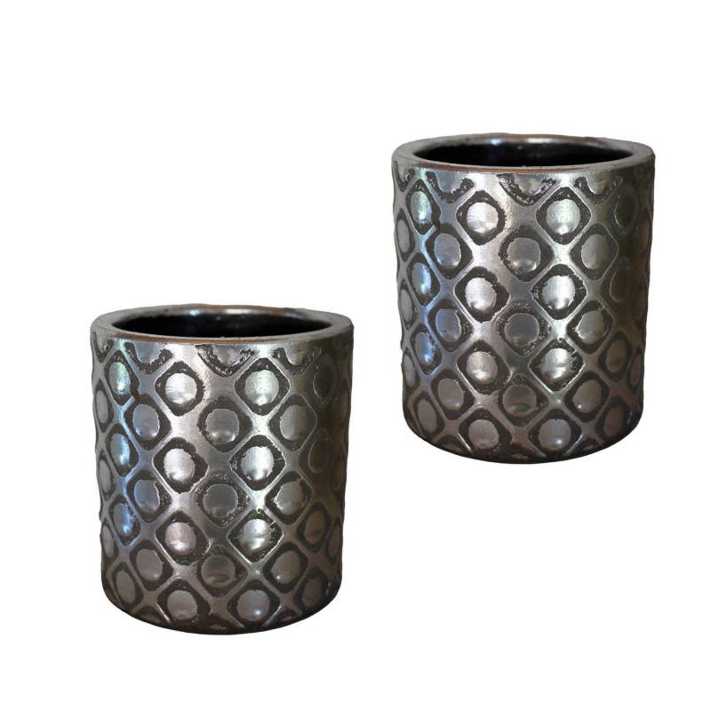 Cosy Home Ideas Übertopf 2 er Set Übertöpfe Keramik geometrisch gemustert Pflanztöpfe (Set, 2 St., Set aus 2 identischen Töpfen), mit Teil - Glasur von Cosy Home Ideas