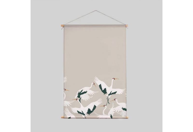 Cosy Home Ideas Wanddekoobjekt Wandbehang Vögel 90 x 130 cm Baumwolle Stoff bedruckt Holzstäbe (1 Stück, 1x Wandbehang), knitterfreie waschbare Wanddeko von Cosy Home Ideas