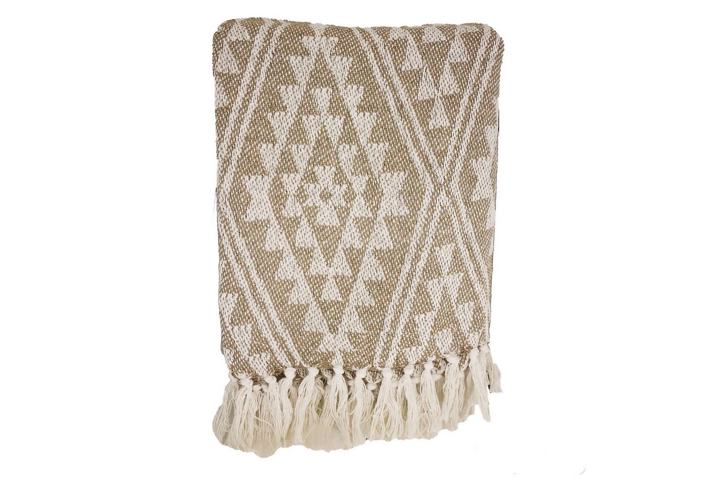 Wohndecke Wohndecke gemustert beige weiß Plaid Sofadecke Boho Tagesdecke, Cosy Home Ideas, auch als Strandtuch oder Tagesdecke geeignet von Cosy Home Ideas