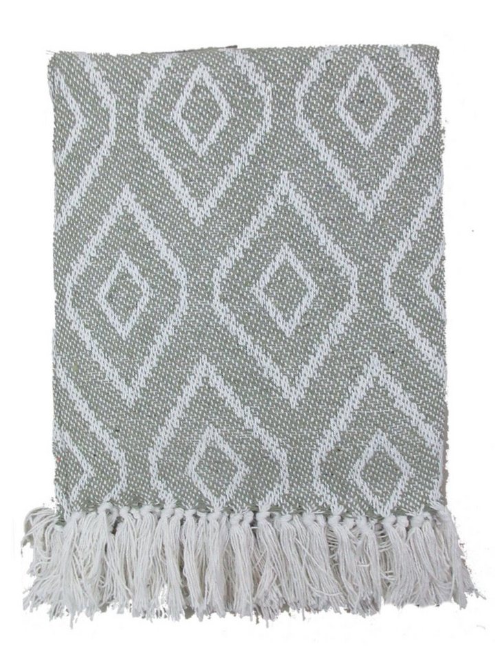 Wohndecke Wohndecke gemustert beige weiß Plaid Sofadecke Boho Tagesdecke, Cosy Home Ideas, auch als Strandtuch oder Tagesdecke geeignet von Cosy Home Ideas