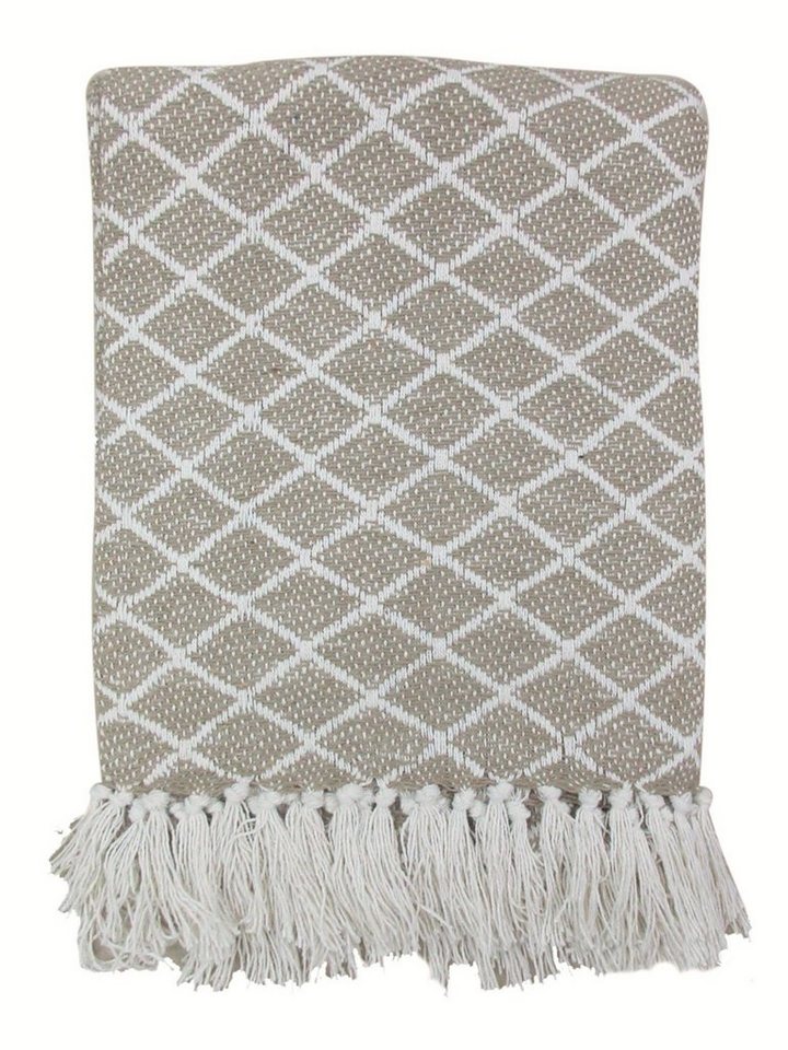 Wohndecke Wohndecke gemustert beige weiß Plaid Sofadecke Boho Tagesdecke, Cosy Home Ideas, auch als Strandtuch oder Tagesdecke geeignet von Cosy Home Ideas