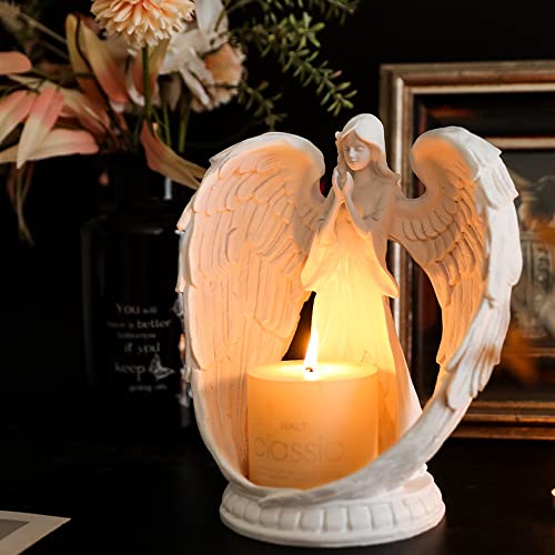 Cosy-YcY Harz Engel Figur Kerzenhalter Betende Engel Figur Stilvoller Teelichthalter Engel Ornament Ornament für Zuhause (Harz Engel) von Cosy-YcY