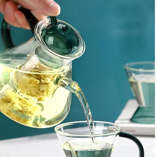 Glas-Teekanne mit Sieb für Losen Tee, 600 ml, Sicher auf Gasherd/Elektrischen Keramikheizungen/Teekannenwärmer Verwendbar (Grün) von Cosy-YcY