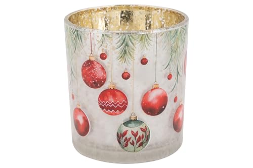 Cosy Home 6er Set Glaskerzenhalter Weihnachtskugelform, Rot/Weiß, 7 x 7 x 8 cm Cosy Home 6er Set Glaskerzenhalter Weihnachtskugelform, Rot/Weiß, 7 x 7 x 8 cm von Cosy & Trendy