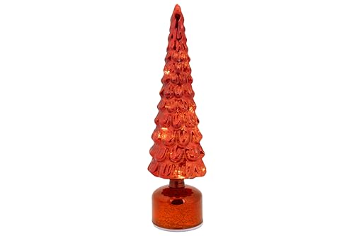 Cosy Home LED-Lampe Weihnachtsbaum aus Glas, Rot, 11 x 11 x 39 cm, 3 AA-Batterien von Cosy & Trendy