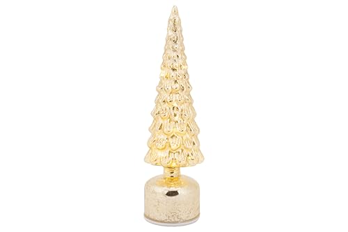 Cosy Home LED-Weihnachtsbaumlampe aus Glas, Gold, 11 x 11 x 34 cm, ohne 3 AAA-Batterien von Cosy & Trendy