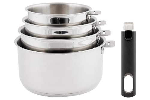 Cosy& Trendy Edelstahl Kochtopf-Set, abnehmbarer Griff, 5-teilig, PFAS-frei, geeignet für alle Herdarten, auch Induktion von Cosy & Trendy