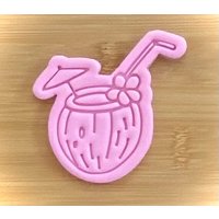 Kokosnuss Cocktail Cookie Embosser Stempel | Party Ausstechform Braut Keks Junggesellen Stempel von CosyBloomShapeNStamp