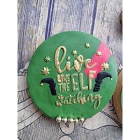 Live Like The Elf Is Watching Popup Debosser Stempel, Weihnachts Cookie Cupcake Topper von CosyBloomShapeNStamp