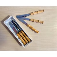 Vintage Sechsteiliges Messer-Set Mit Bambusgriffen, Solingen Rostfrei Stainless, 1940Er Jahre von CosyEcke