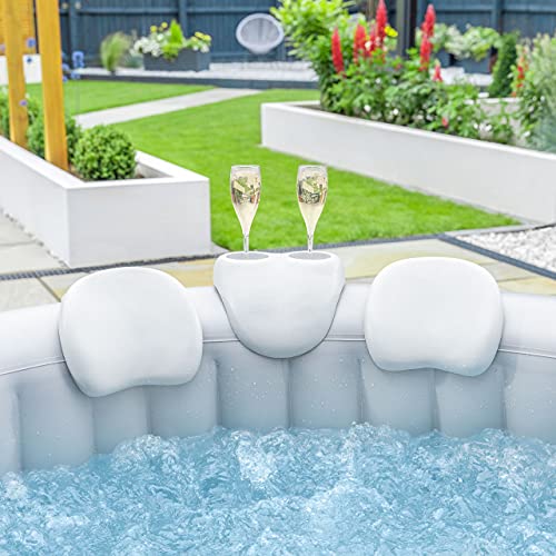 CosySpa Whirlpool Zubehör Set – Getränkehalter & 2 Kopfstützen | Wasserfest Whirlpool Spa Komfort Set aus PU | Aufblasbare Whirlpool Zubehör | Nackenkissen & Getränkehalter von CosySpa