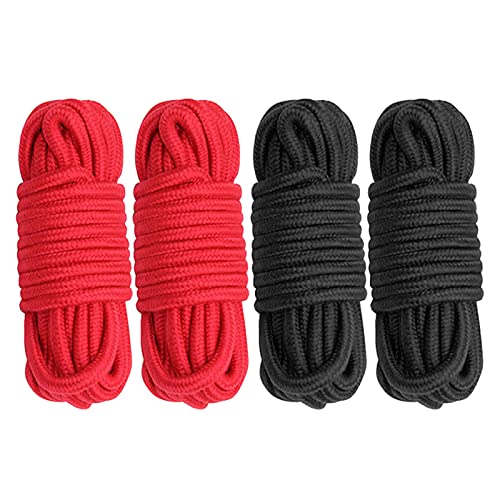 Cosymate Weiches Baumwollseil, Bindeseil, Allzweckseil, dicke Baumwolle, gedrehtes Knotenbindeseil, 8 mm Durchmesser, 5 m lang, 4 Stück, Schwarz und Rot von Cosymate