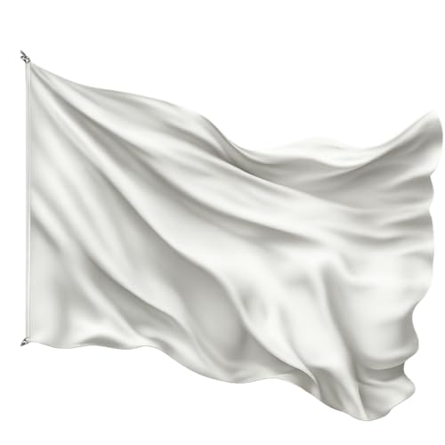 Cosymate Weiße Fahne White Flag zum selber gestalten - Wetterfeste Fahne 90x150cm mit Messing-Ösen - Strapazierfähige Fahne für Fahnenmast - Weiße Flagge zum bemalen und beschriften - 100% Polyester von Cosymate