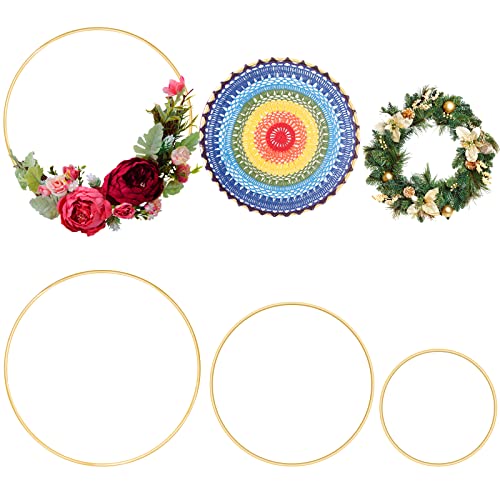 Cosysparks Metallringe zum basteln, 6 Stück traumfänger ringe 10cm 15cm 20cm drahtringe zum basteln Gold metallring kranz für Traumfänger Festival Kränze Makrame DIY Handwerk (Gold) von Cosysparks