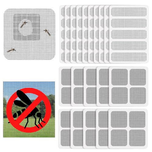 Fliegengitter Reparatur Set, 60 Pcs Fliegengitter Reparatur Klebeband 2 Größen Klebeband für Fliegengitter Starke Selbstklebende Selbstklebende Fliegengitter Klebeband für Fenster Tür Risse Löcher von Cosysparks