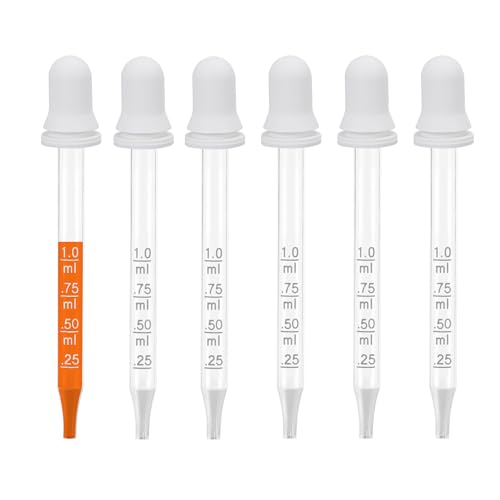 Öl Pipette 1ml Pipette Wiederverwendbare, Flüssige Tropfenpipette Tropfen für Skincare Pflege Haushalte und Kinder Handwerk Home Experiment-6 Pcs (Weiß) von Cosysparks