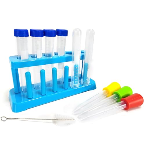 Reagenzgläser Kinder, 11 Pcs Reagenzgläser Mit Ständer und Tropfenpipetten Wissenschaft Kit für Kinder Reagenzgläser Plastik Tränke Making Kit von Cosysparks