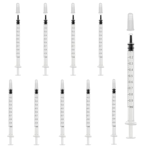 10 Stück Spritzen 1ml mit Kappe, 1ml Einwegspritzen Ohne Nadel, Kunststoff Dosier Futterspritze für Wissenschaftliche Labor FlüSsigkeitsmessung Kolostrum TierfüTterung PflanzenbewäSserung 10 Stück Spritzen 1ml mit Kappe, 1ml Einwegspritzen Ohne Nadel, Kunststoff Dosier Futterspritze für Wissenschaftliche Labor FlüSsigkeitsmessung Kolostrum TierfüTterung PflanzenbewäSserung von Cotchen