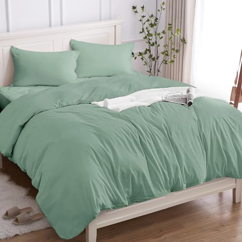 Cotopuro Bettwäsche 250x200 3teilig 100% Baumwolle, Bettbezug Set 200x250 (2 Kissenbezug 50x80) aus Premium Baumwolle 150GSM, Weich, Atmungsaktiv, Hypoallergen - Türkisgrün von Cotopuro