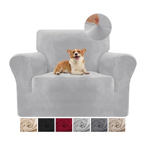 Sofa überzug 1 Sitzer (70-110cm) Stretch, Super Elastisch Sofabezug Mit Armlehnen,Kratzfester rutschfest Sofa Cover für Hunde Katzen und Haustiere, Weich und Bequem von Cotopuro