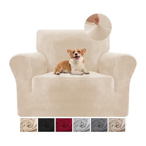 Sofa überzug 1 Sitzer (70-110cm) Stretch, Super Elastisch Sofabezug Mit Armlehnen,Kratzfester rutschfest Sofa Cover für Hunde Katzen und Haustiere, Weich und Bequem von Cotopuro