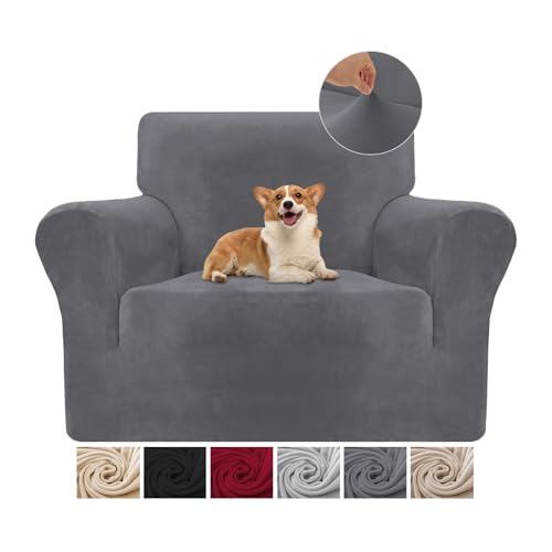 Sofa überzug 1 Sitzer (70-110cm) Stretch, Super Elastisch Sofabezug Mit Armlehnen,Kratzfester rutschfest Sofa Cover für Hunde Katzen und Haustiere, Weich und Bequem von Cotopuro